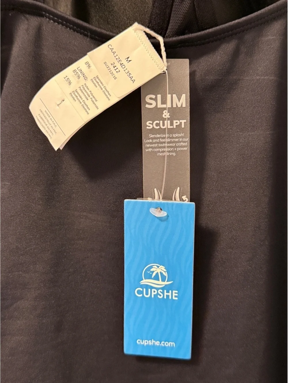 NWOT Cupshe Size M one piece swimsuit black